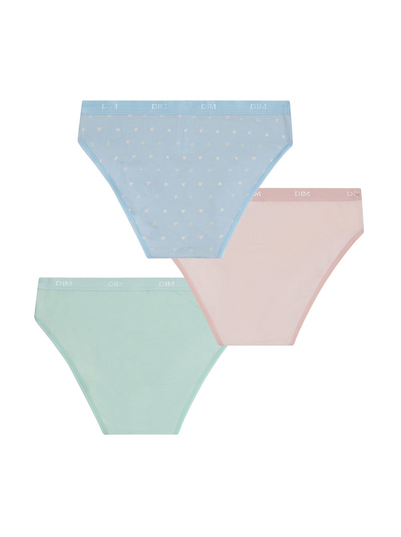 Lot de 3 Culottes fille Pockets Coton Rose pastel - Kiabi