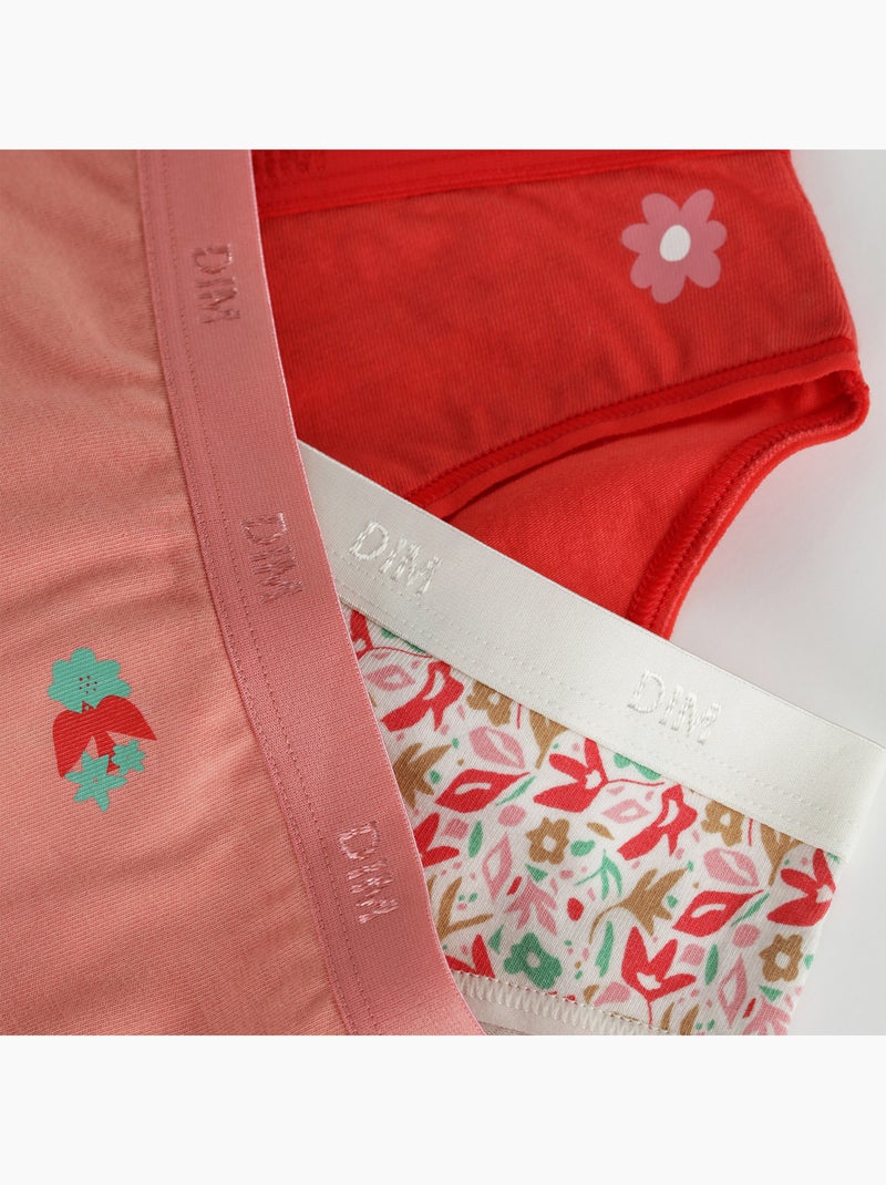 Lot de 3 Culottes fille Pockets Coton Rouge - Kiabi