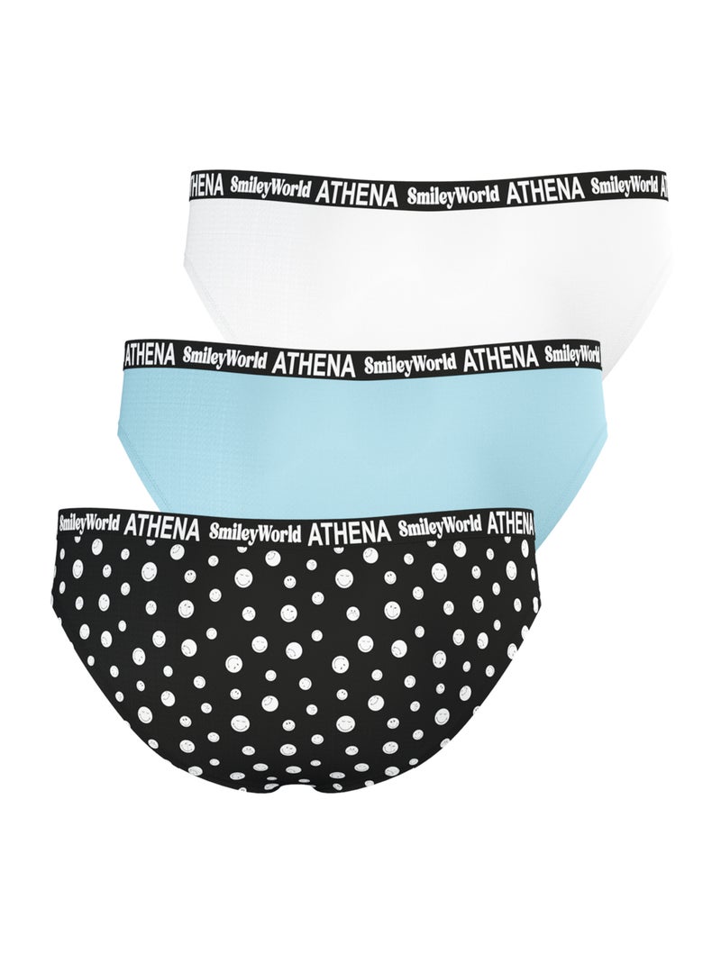 Lot de 3 culottes fille SmileyWorld® I Athena Bleu - Kiabi