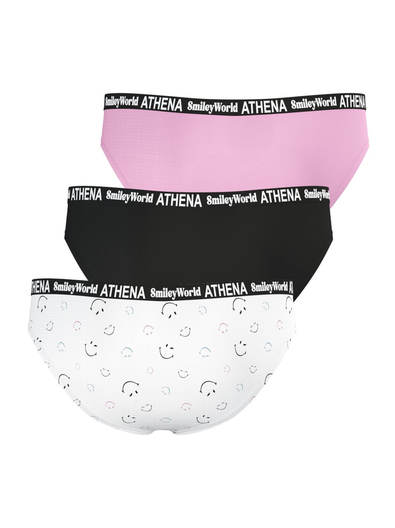 Lot de 3 culottes fille SmileyWorld® I Athena Rose - Kiabi