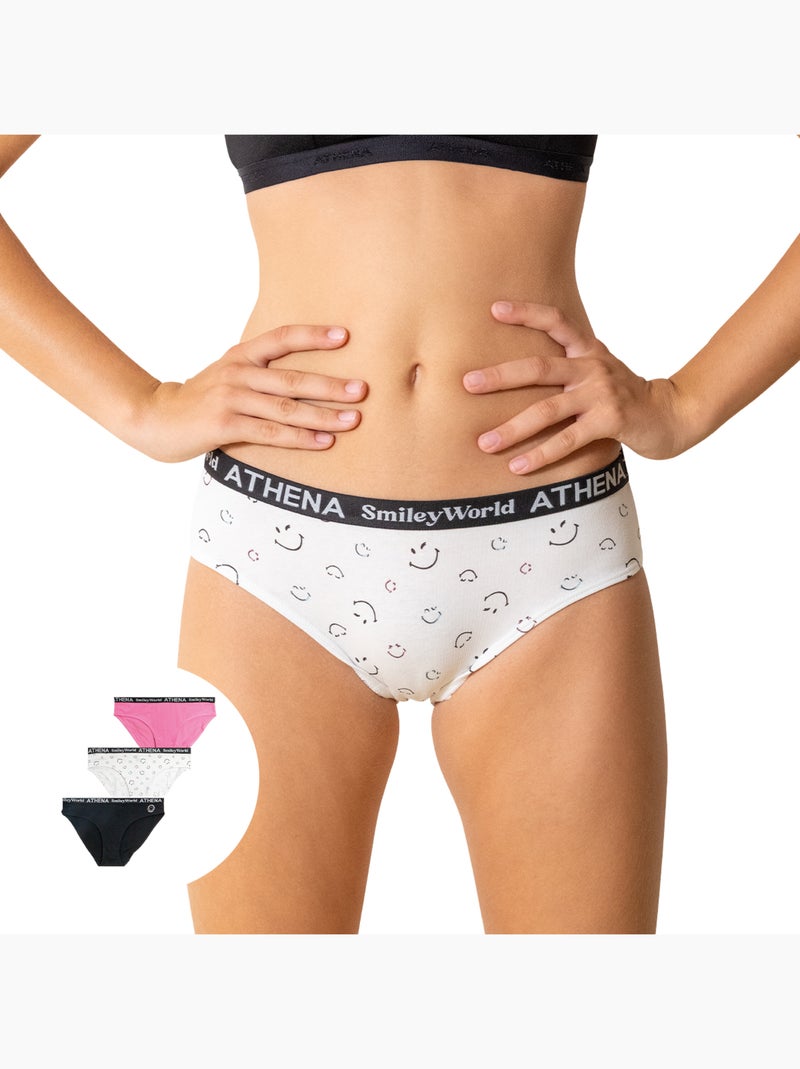 Lot de 3 culottes fille SmileyWorld® I Athena Rose - Kiabi