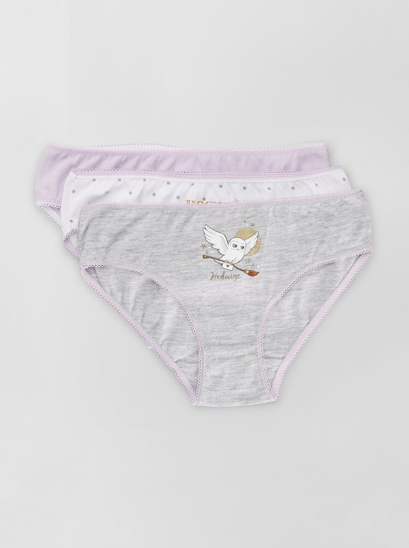 Lot de 3 culottes 'Harry Potter' blanc/gris/violet - Kiabi
