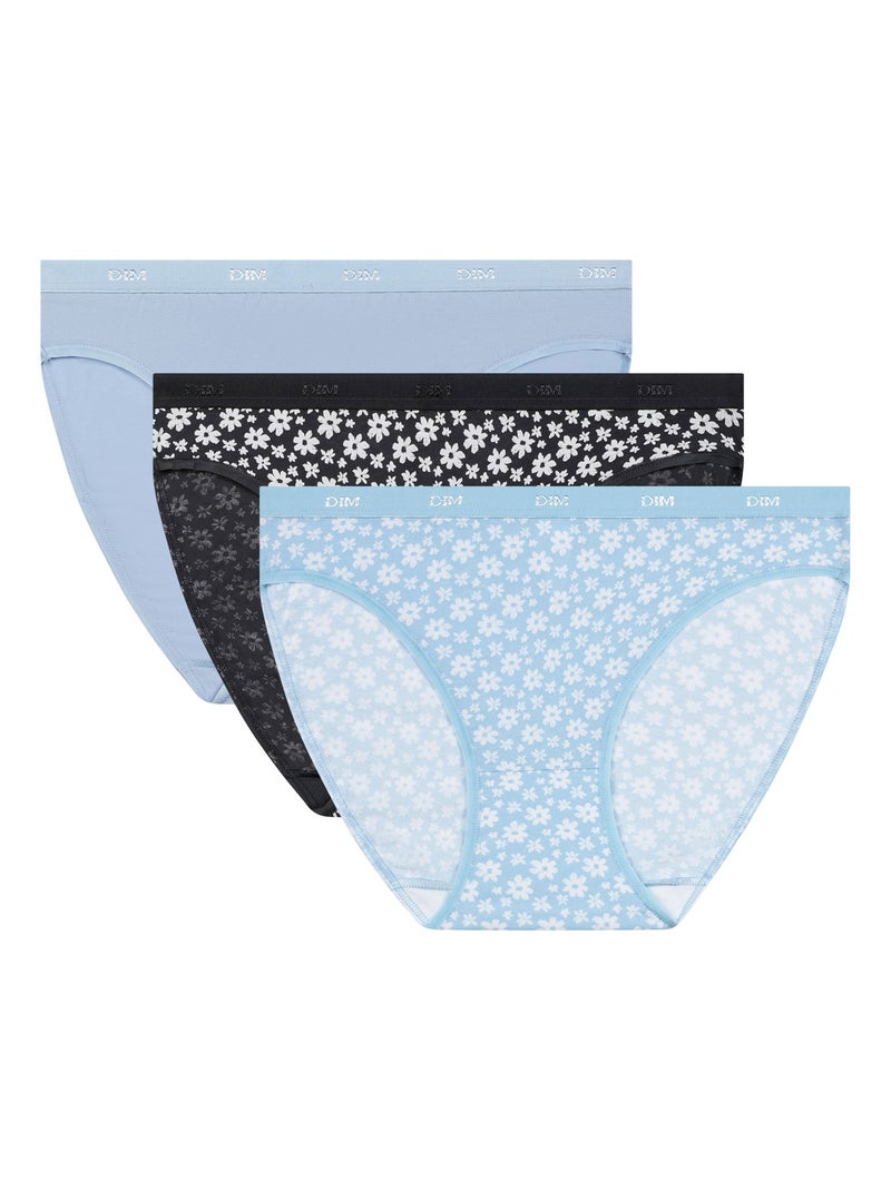 Lot de 3 Culottes Les Pockets Coton Bleu ciel - Kiabi