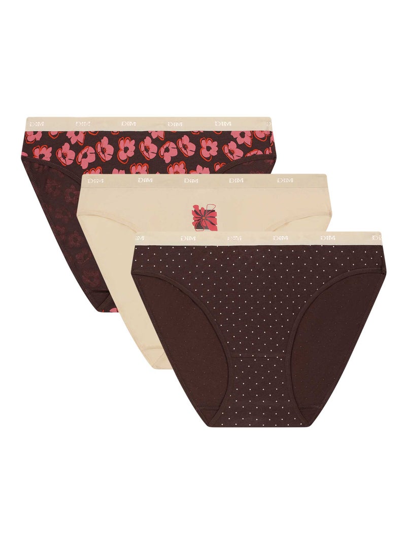 Lot de 3 Culottes Les Pockets Coton Marron foncé - Kiabi