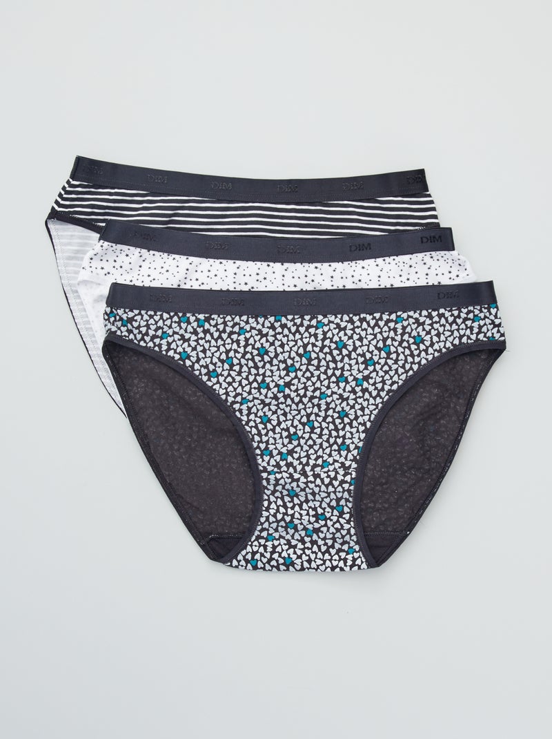 Lot de 3 culottes Les Pockets de 'DIM' Noir/blanc à motifs - Kiabi