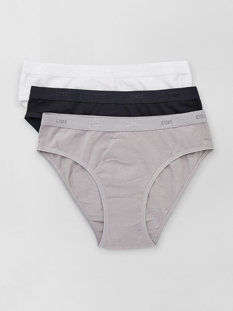 Lot de 3 culottes 'Les Pockets' 'DIM' - noir/blanc/gris - Kiabi - 13.00€