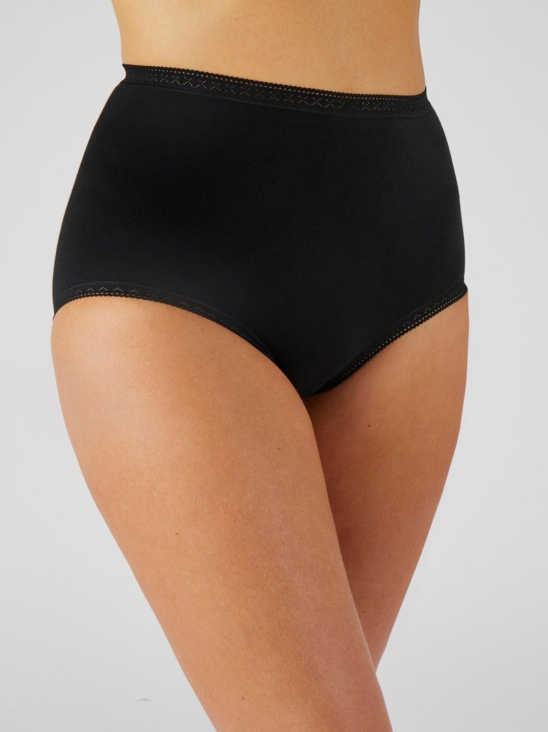 Lot de 3 culottes maxi coton stretch + 1 GRATUITE. - Damart Noir - Kiabi