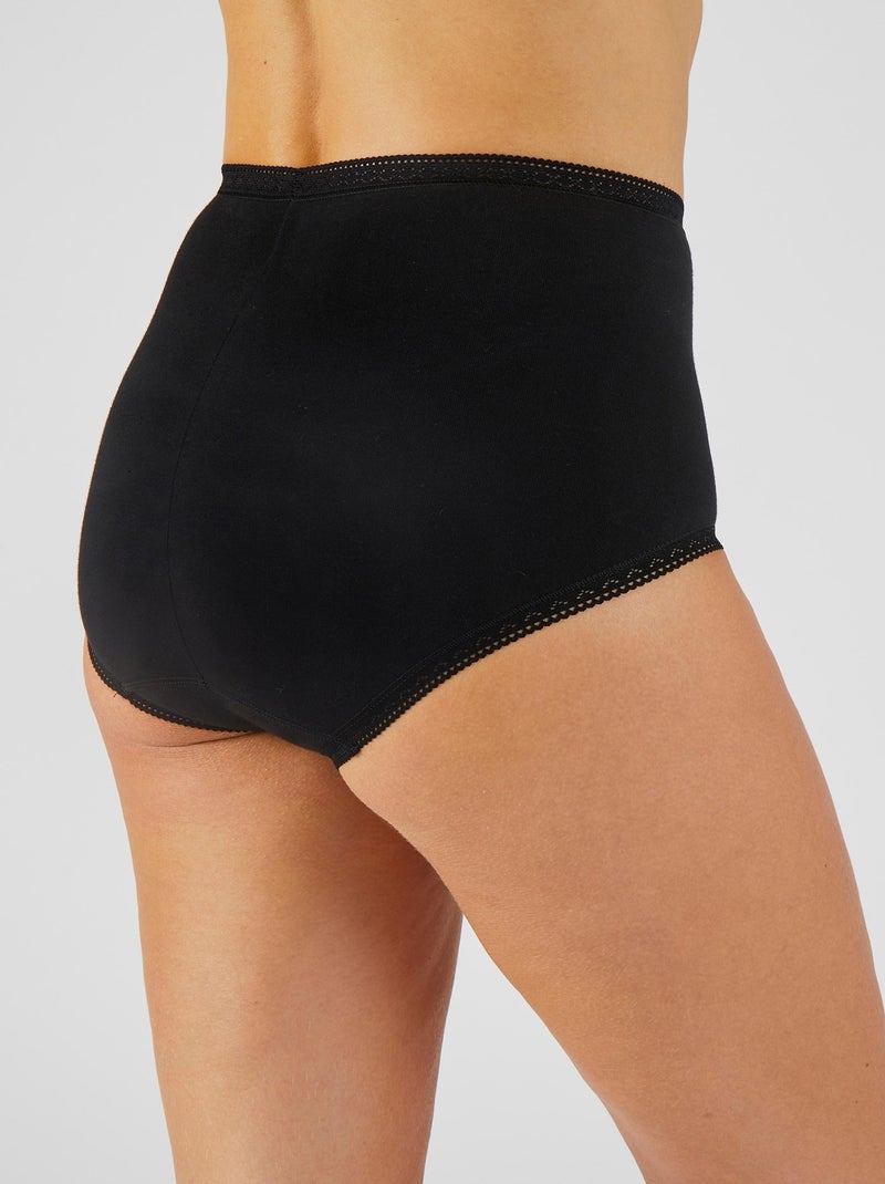 Lot de 3 culottes maxi coton stretch + 1 GRATUITE. - Damart Noir - Kiabi