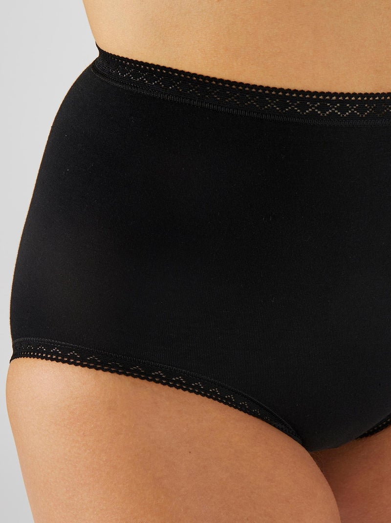 Lot de 3 culottes maxi coton stretch + 1 GRATUITE. - Damart Noir - Kiabi