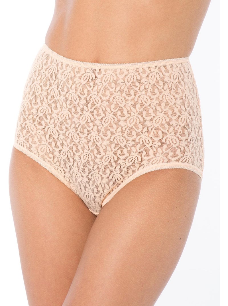 Lot de 3 culottes maxi maille dentelle - DAXON Beige - Kiabi