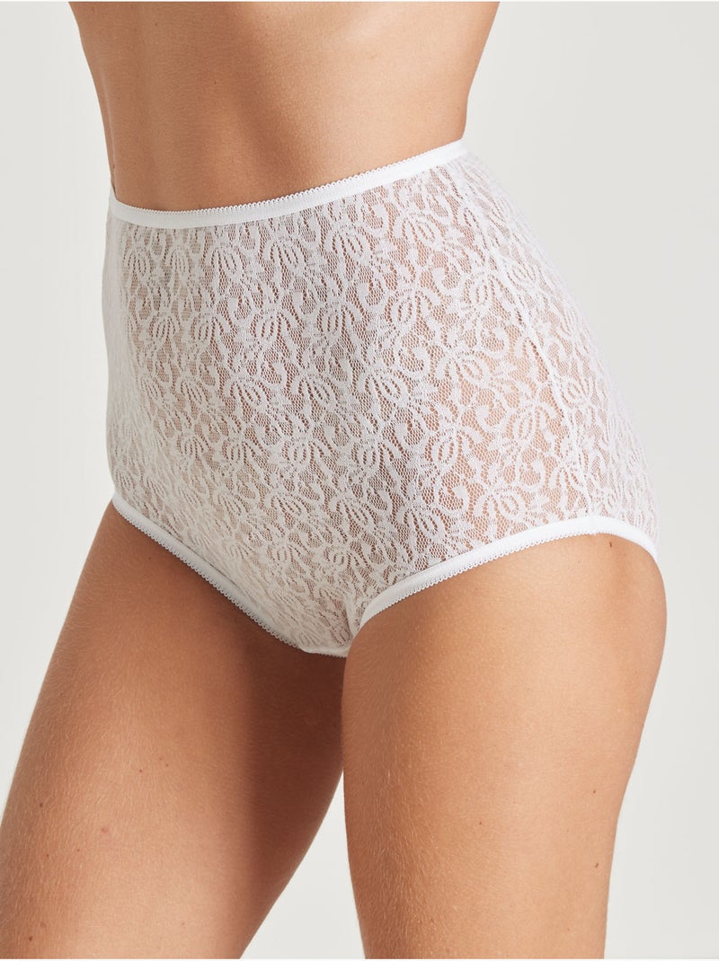 Lot de 3 culottes maxi maille dentelle - DAXON Blanc Blanc - Kiabi