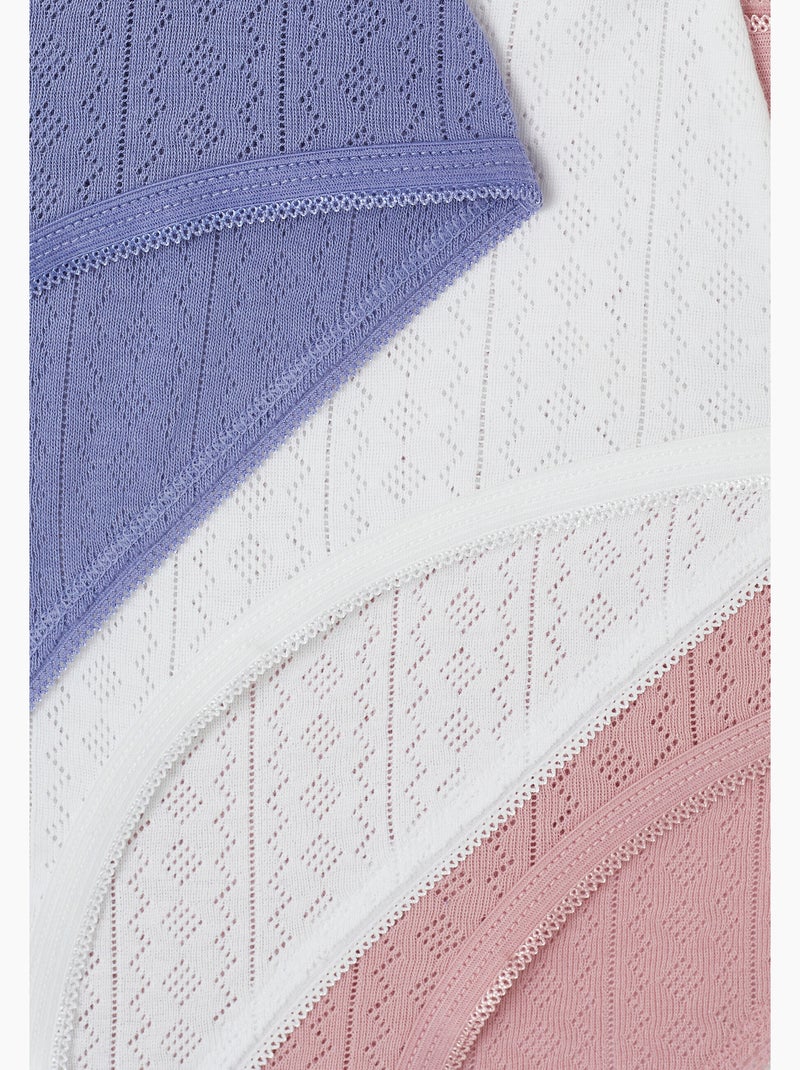 Lot de 3 culottes maxi maille pointelle - Damart Blanc Rose Bleu - Kiabi