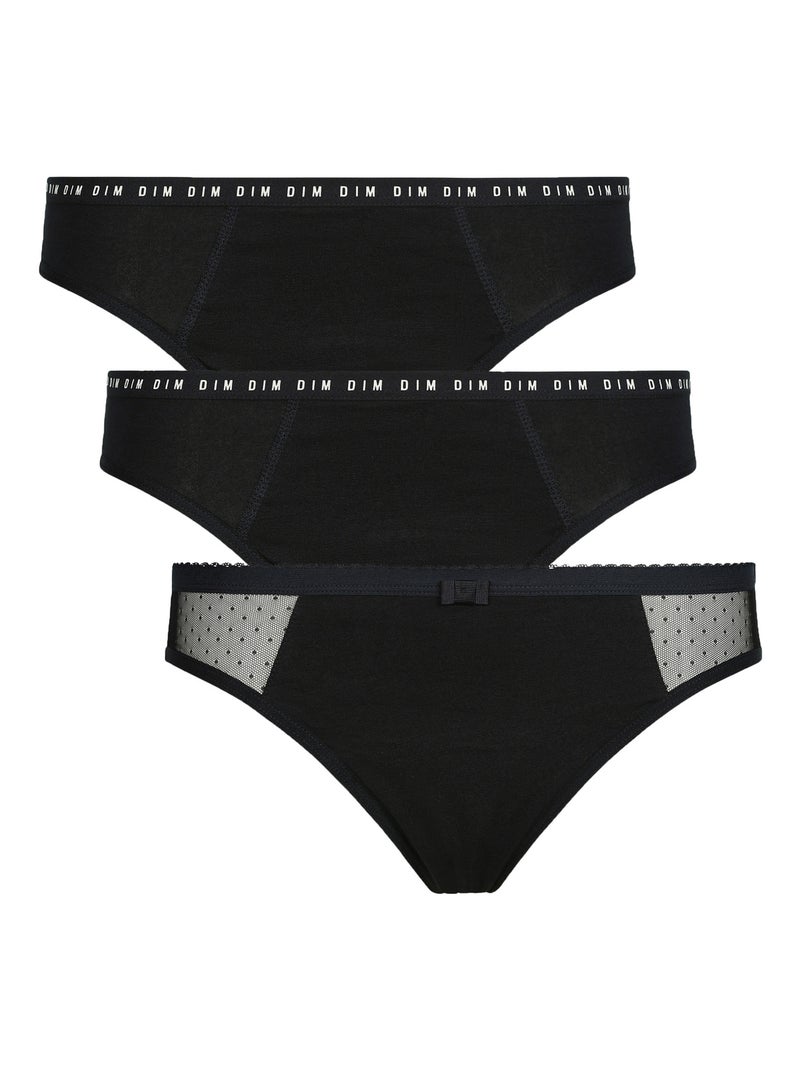 Lot de 3 culottes menstruelles pour flux moyen Dim Protect Noir - Kiabi