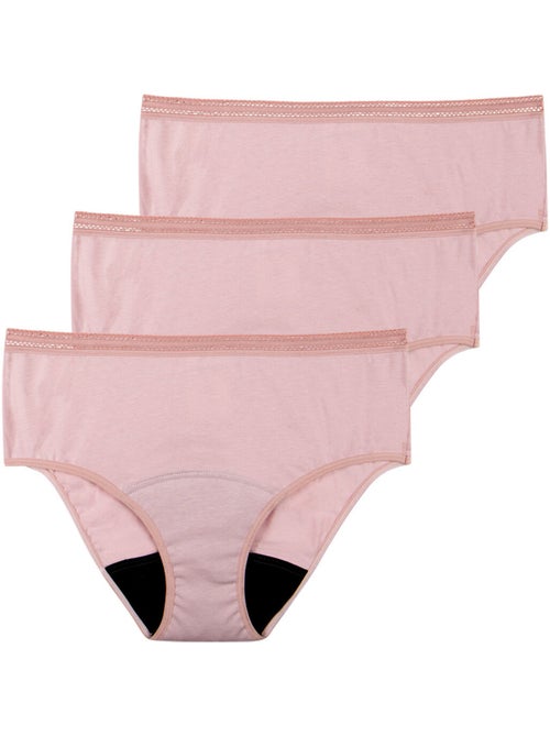 Lot de 3 culottes menstruelles taille haute femme Athena - Kiabi