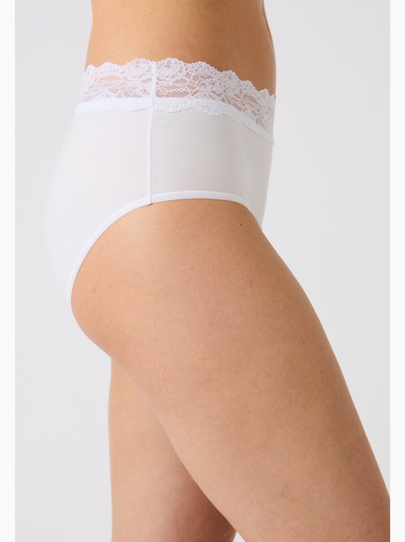 Lot de 3 culottes midi ceinture dentelle - Damart Blanc - Kiabi
