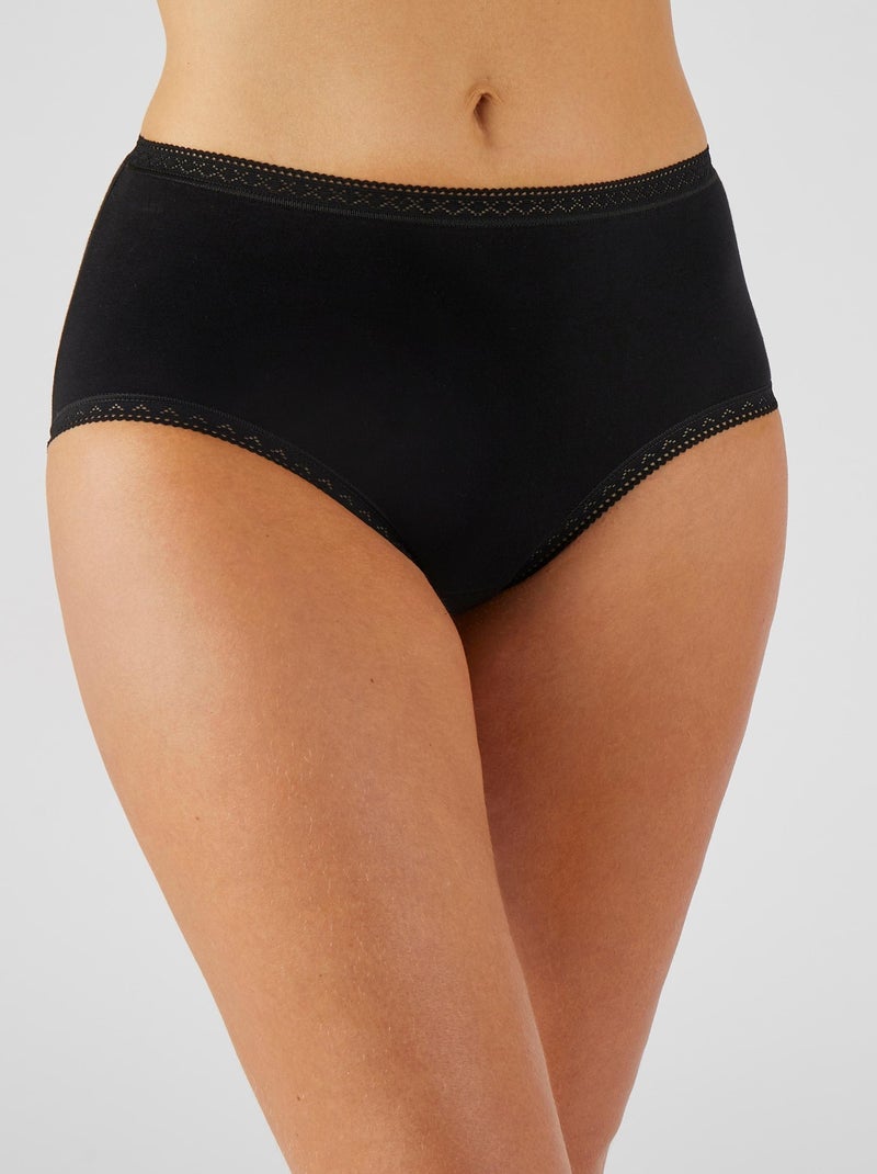 Lot de 3 culottes midi coton stretch + 1 GRATUITE - Damart Noir - Kiabi