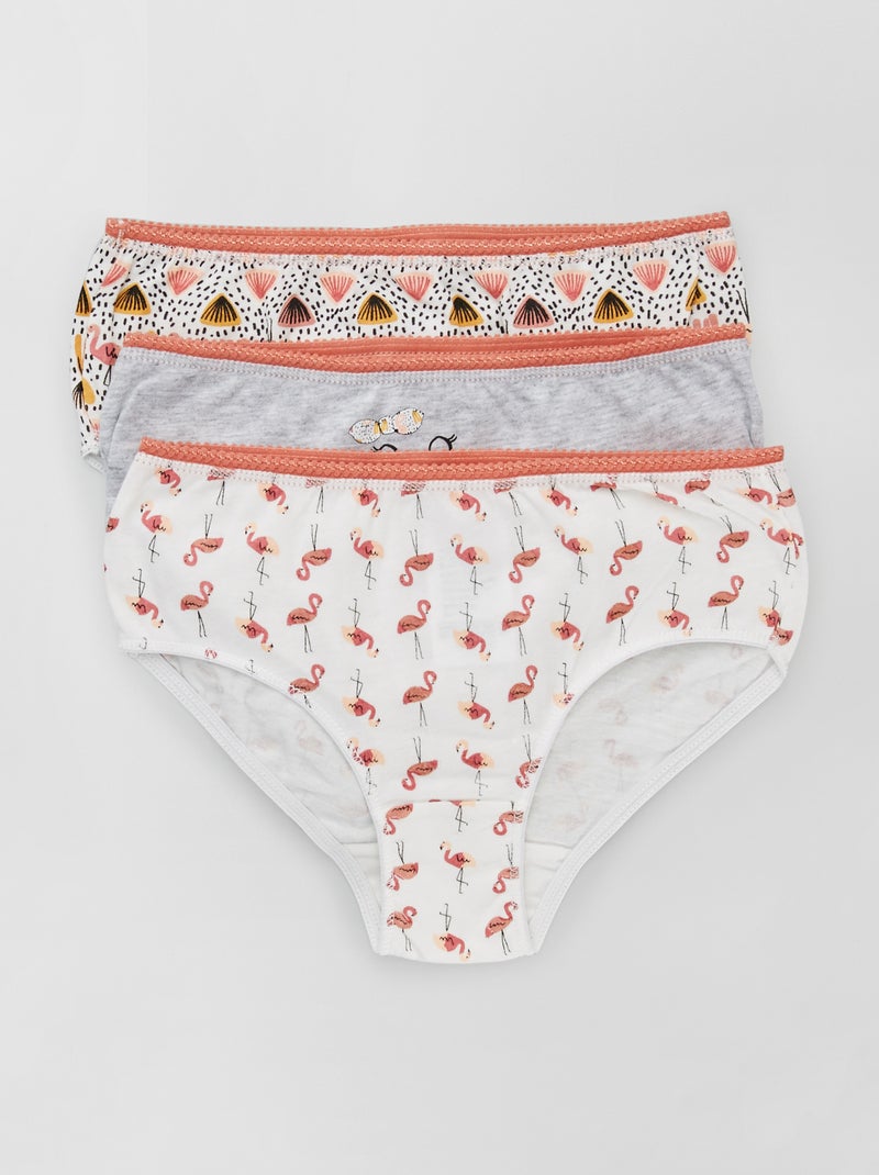 Lot de 3 culottes 'Petit Béguin' blanc/gris/blanc - Kiabi
