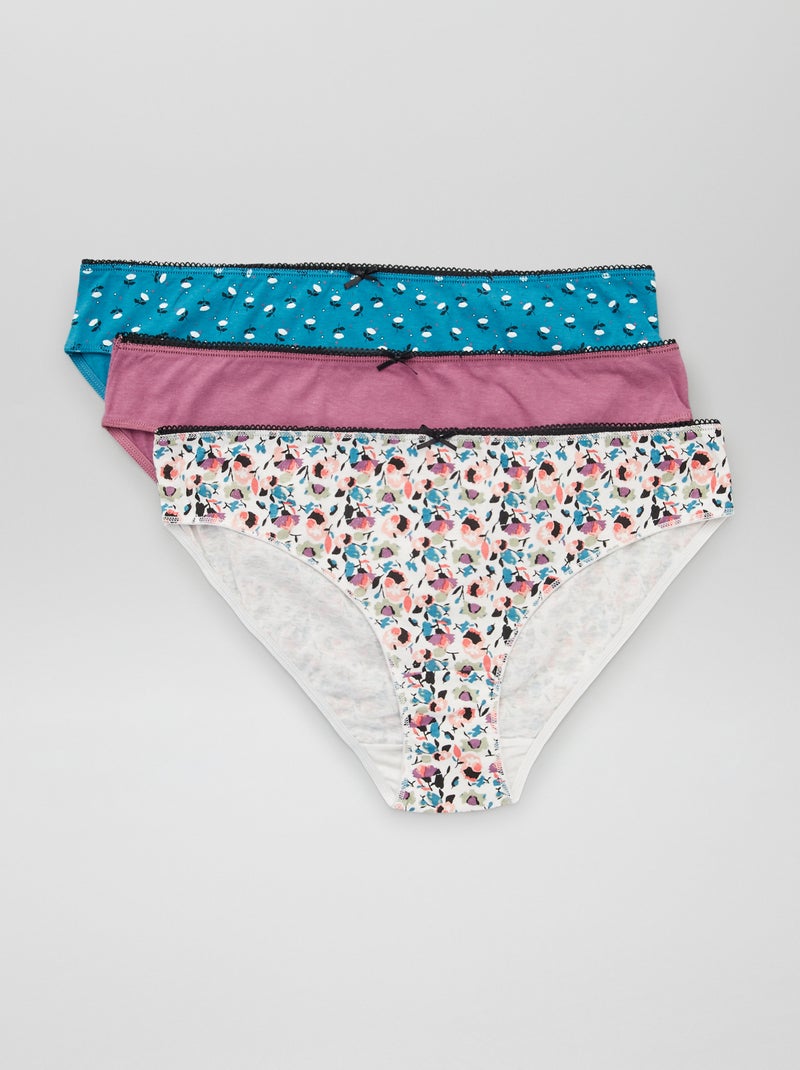 Lot de 3 culottes 'Petit Beguin' Bleu/violet/blanc - Kiabi