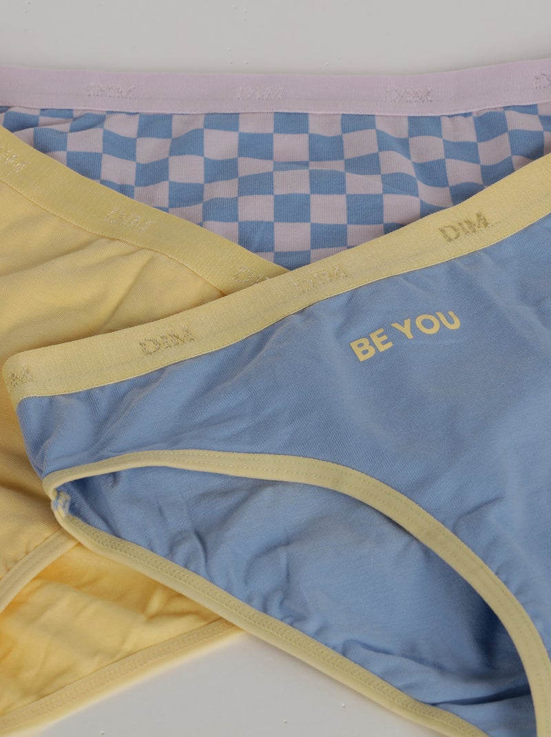 Lot de 3 culottes Pockets Coton Kids Bleu azur - Kiabi