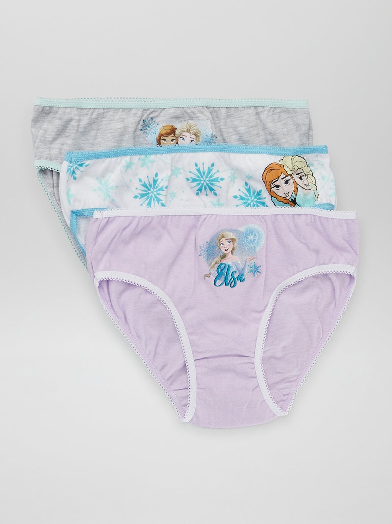 Lot de 3 culottes 'Reine des Neiges' Violet/bleu/gris - Kiabi
