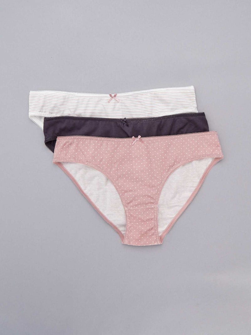 Lot de 3 culottes Rose/gris/blanc - Kiabi