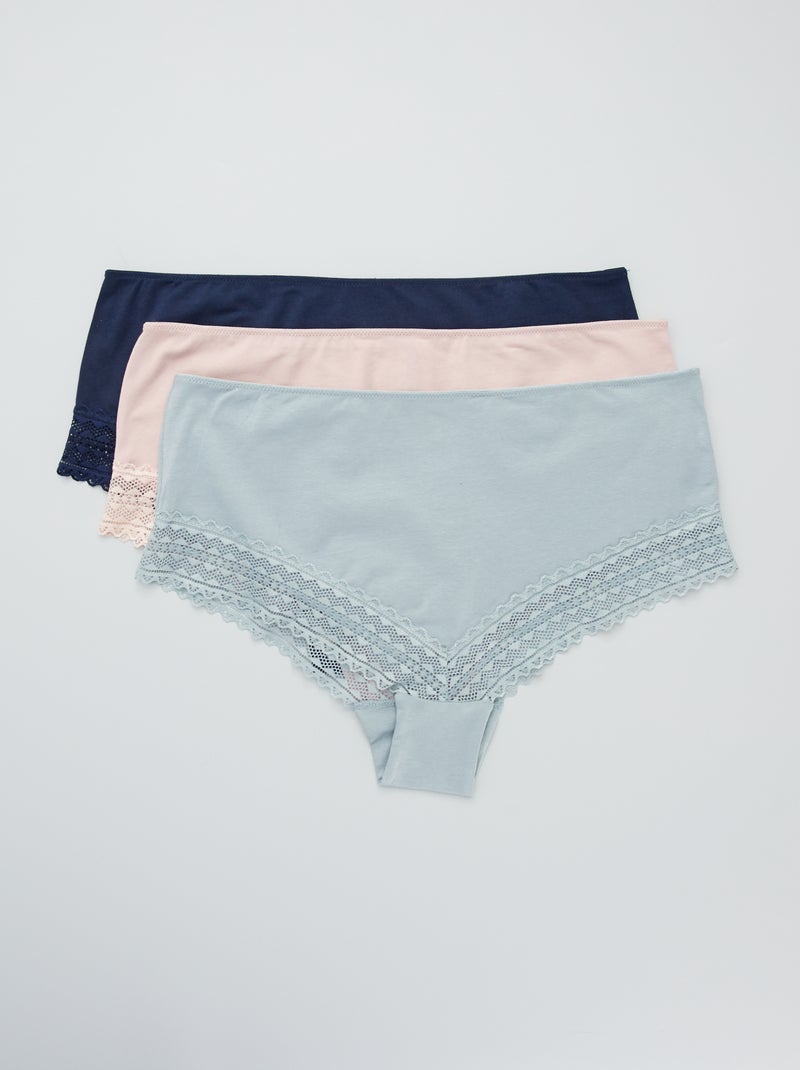 Lot de 3 culottes Rose/vert/marine - Kiabi