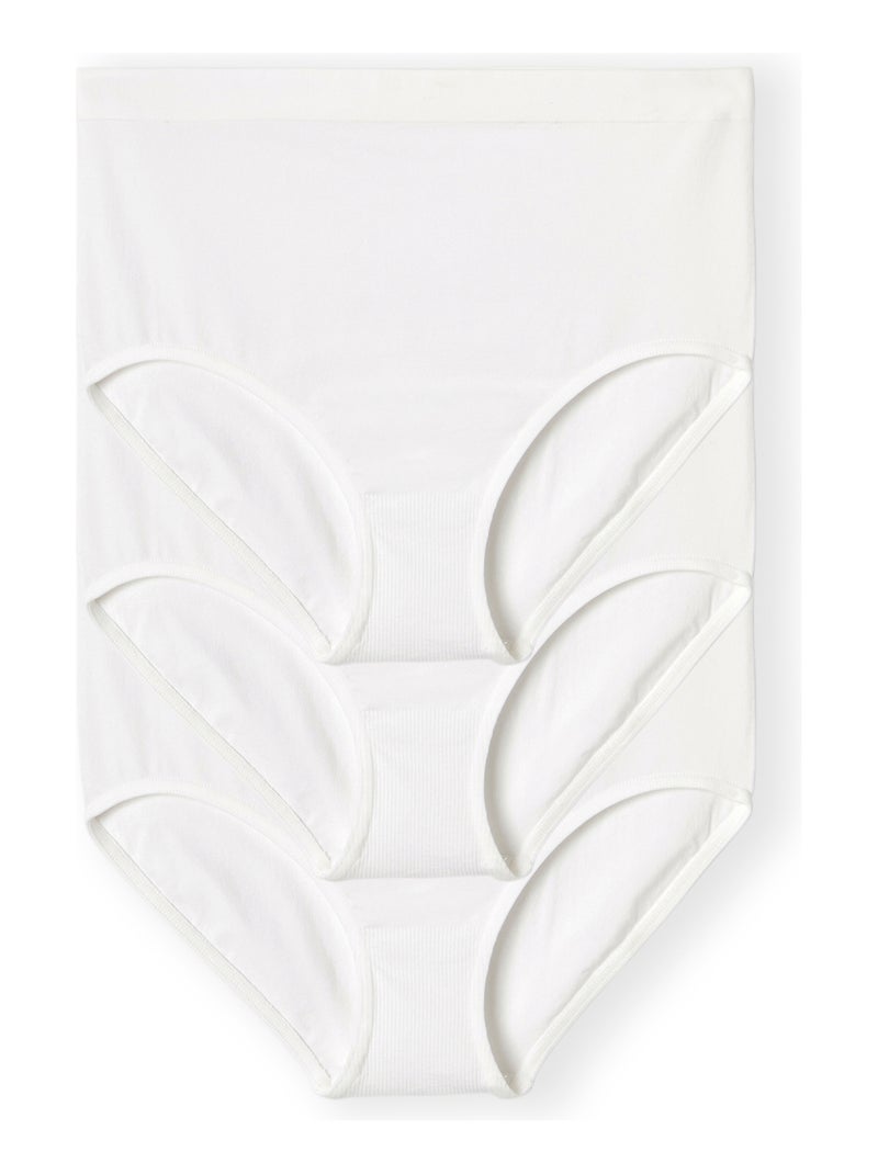 Lot de 3 culottes taille haute sans couture - Damart Blanc - Kiabi