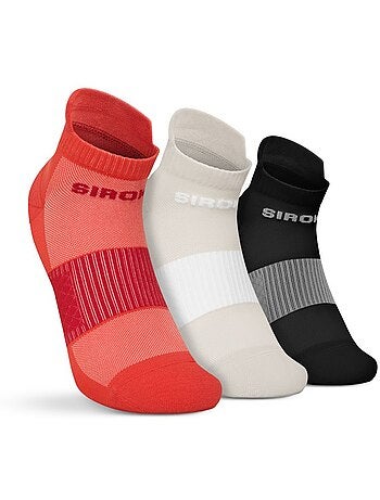 Lot de 3 de chaussettes basses de running fitness homme et femme helix brick