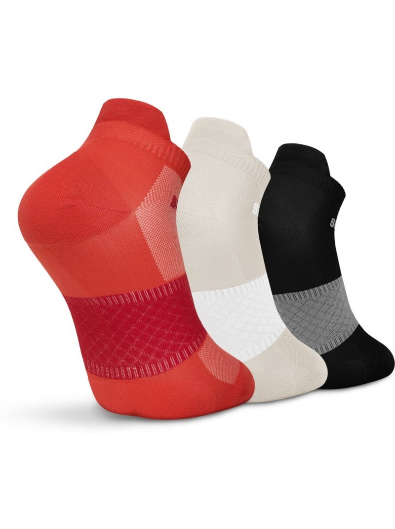 Lot de 3 de chaussettes basses de running fitness homme et femme helix brick Orange - Kiabi