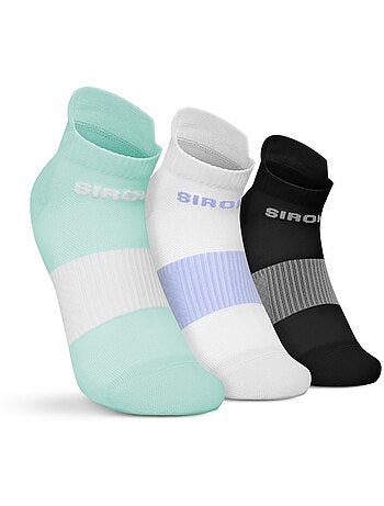 Lot de 3 de chaussettes basses de running fitness homme et femme helix mint