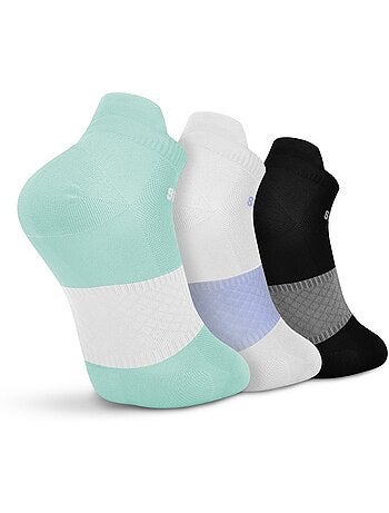 Lot de 3 de chaussettes basses de running fitness homme et femme helix mint