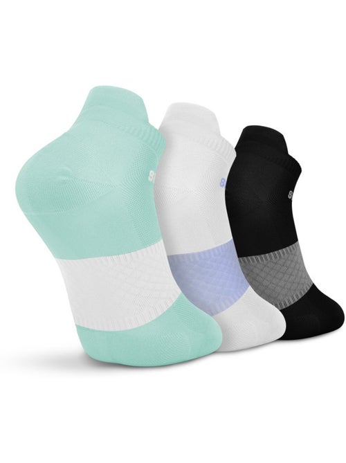 Lot de 3 de chaussettes basses de running fitness homme et femme helix mint - Kiabi