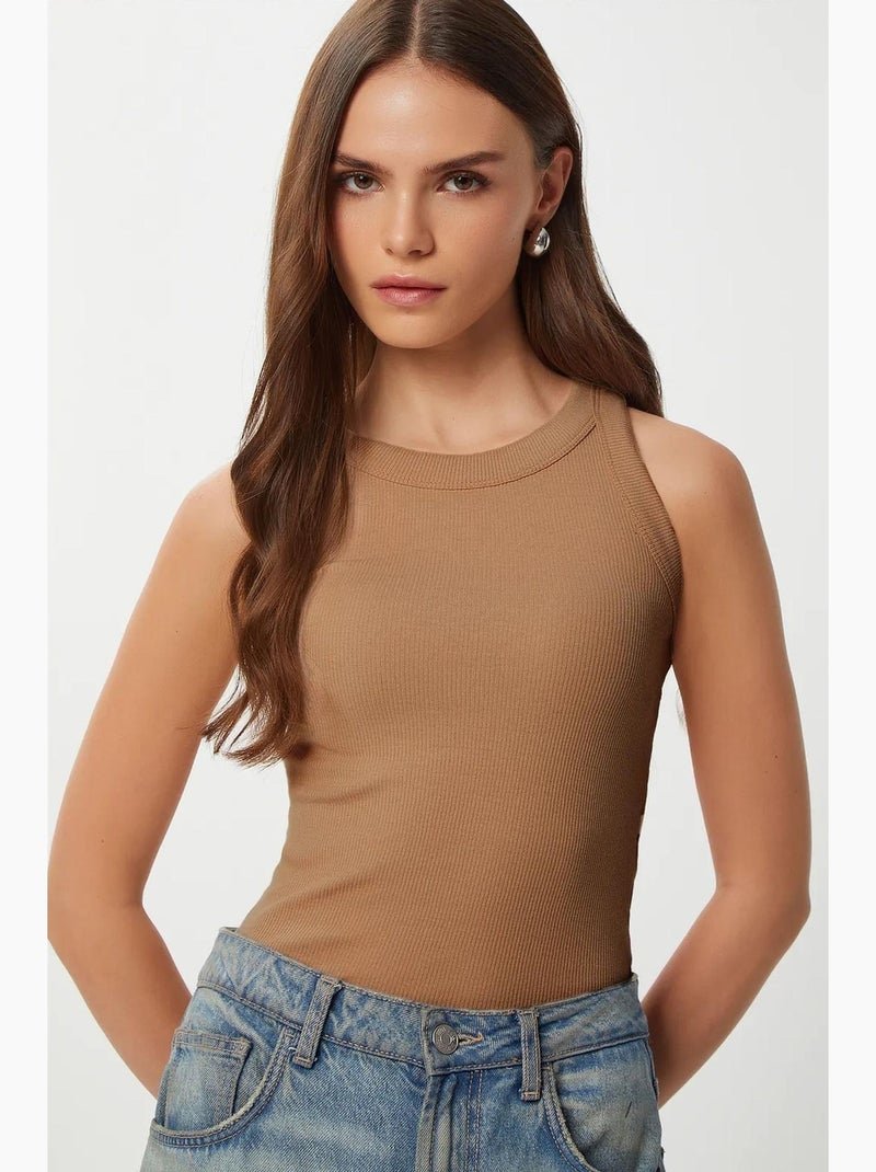 Lot de 3 débardeurs ajustés en coton istanbul Camel - Kiabi