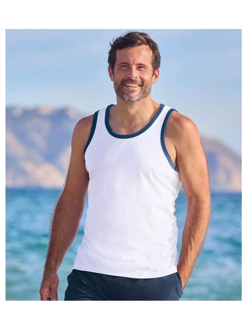 Lot de 3 Débardeurs Beach Sport   - ATLAS FOR MEN Bleu Rouge Bleu - Kiabi