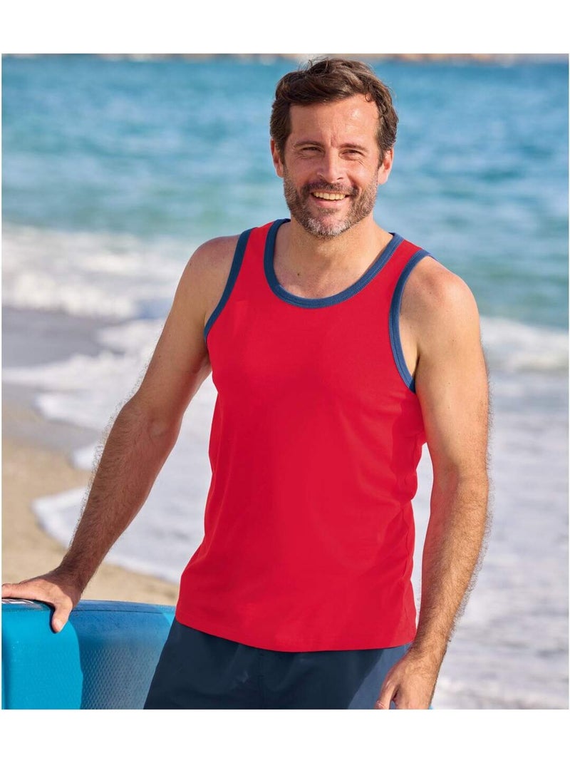 Lot de 3 Débardeurs Beach Sport   - ATLAS FOR MEN Bleu Rouge Bleu - Kiabi
