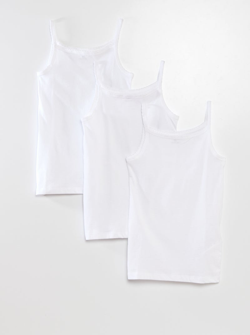 Lot de 3 débardeurs coton Blanc - Kiabi