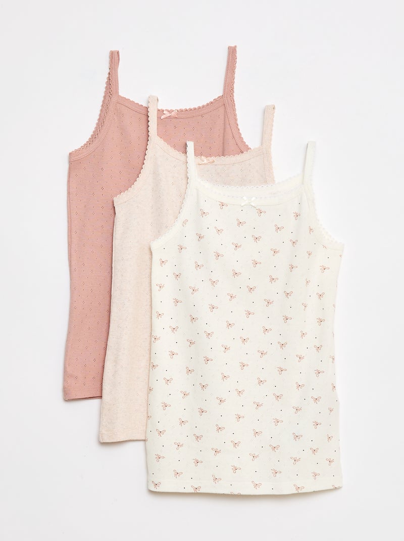 Lot de 3 débardeurs en maille pointelle Blanc - Kiabi