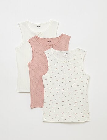 Lot de 3 débardeurs en maille pointelle