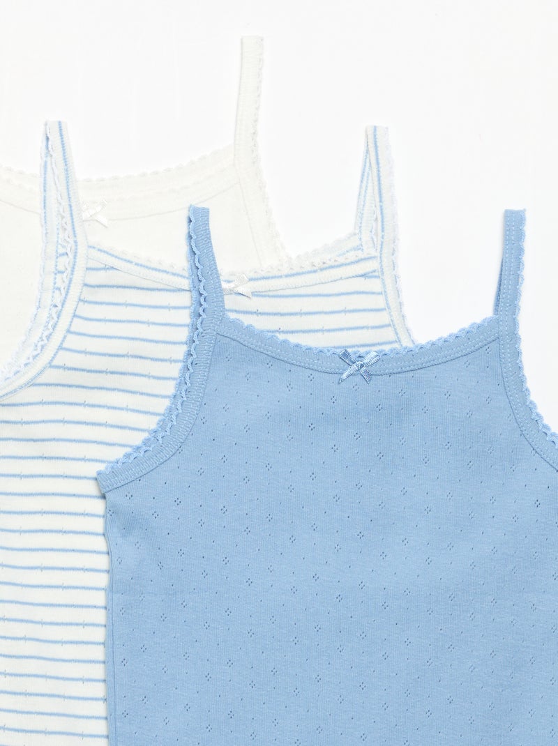 Lot de 3 débardeurs en maille pointelle Bleu - Kiabi