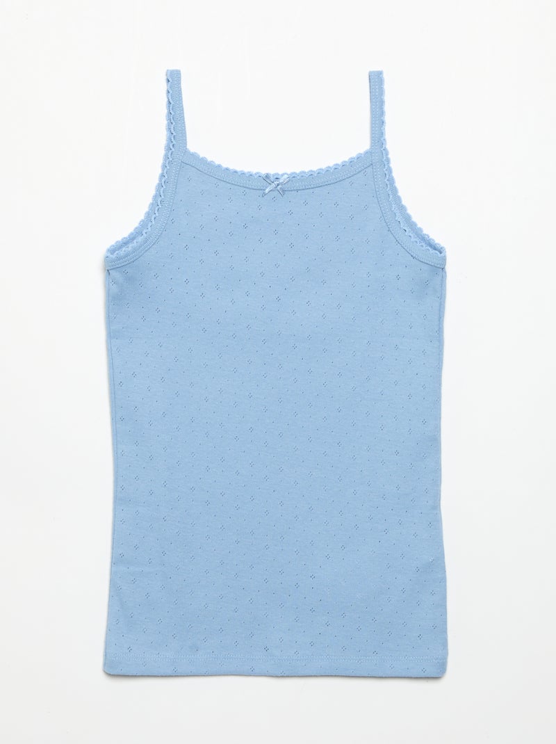 Lot de 3 débardeurs en maille pointelle Bleu - Kiabi