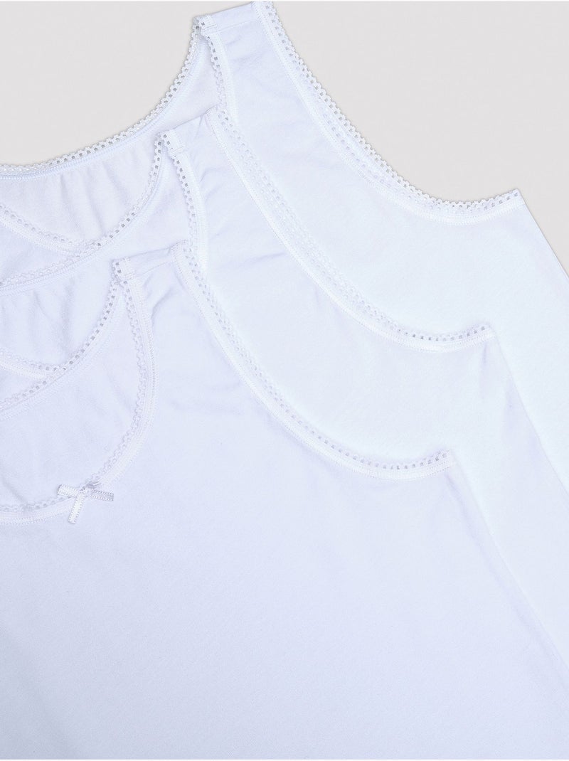 Lot de 3 débardeurs fille w basic en coton penti Blanc - Kiabi