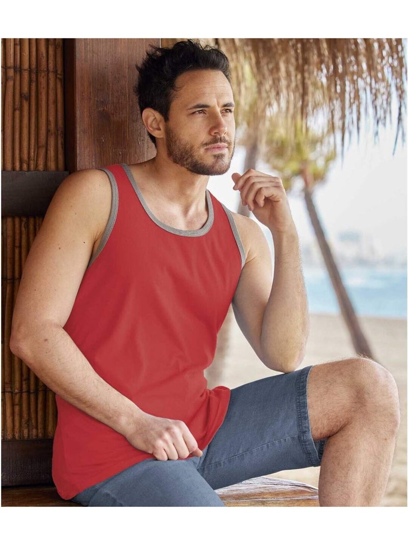 Lot de 3 Débardeurs Honolulu  - ATLAS FOR MEN Blanc / Noir / Rouge - Kiabi