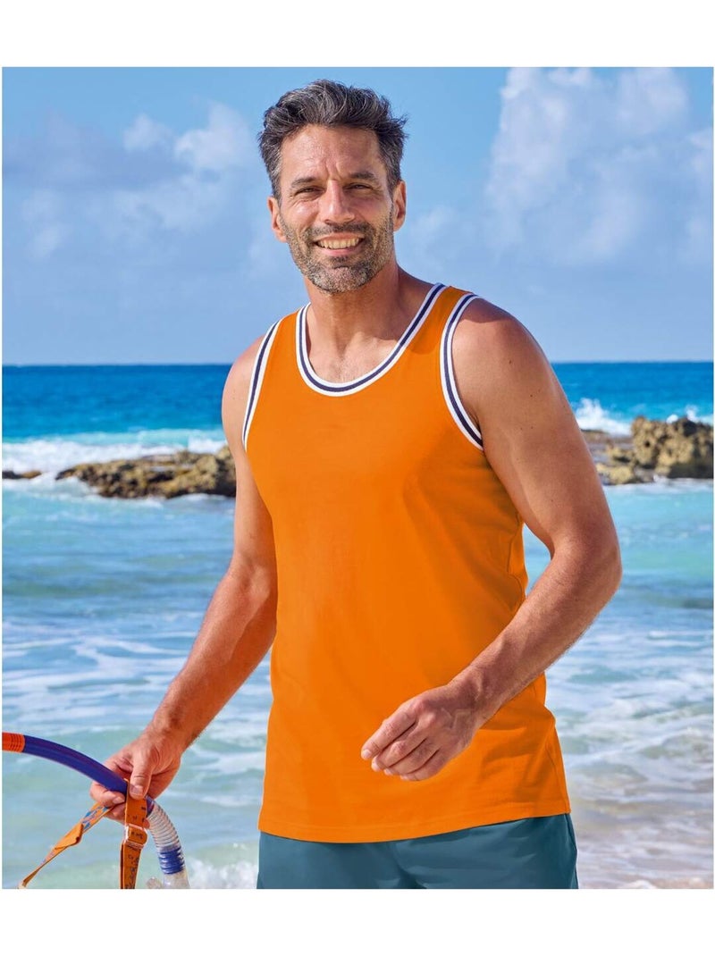 Lot de 3 Débardeurs Plage   - ATLAS FOR MEN Bleu Orange clair - Kiabi