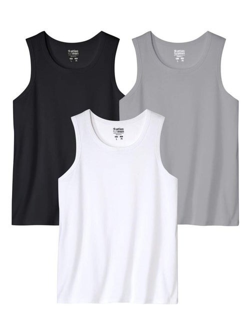 Lot de 3 Débardeurs Unis   - ATLAS FOR MEN - Kiabi