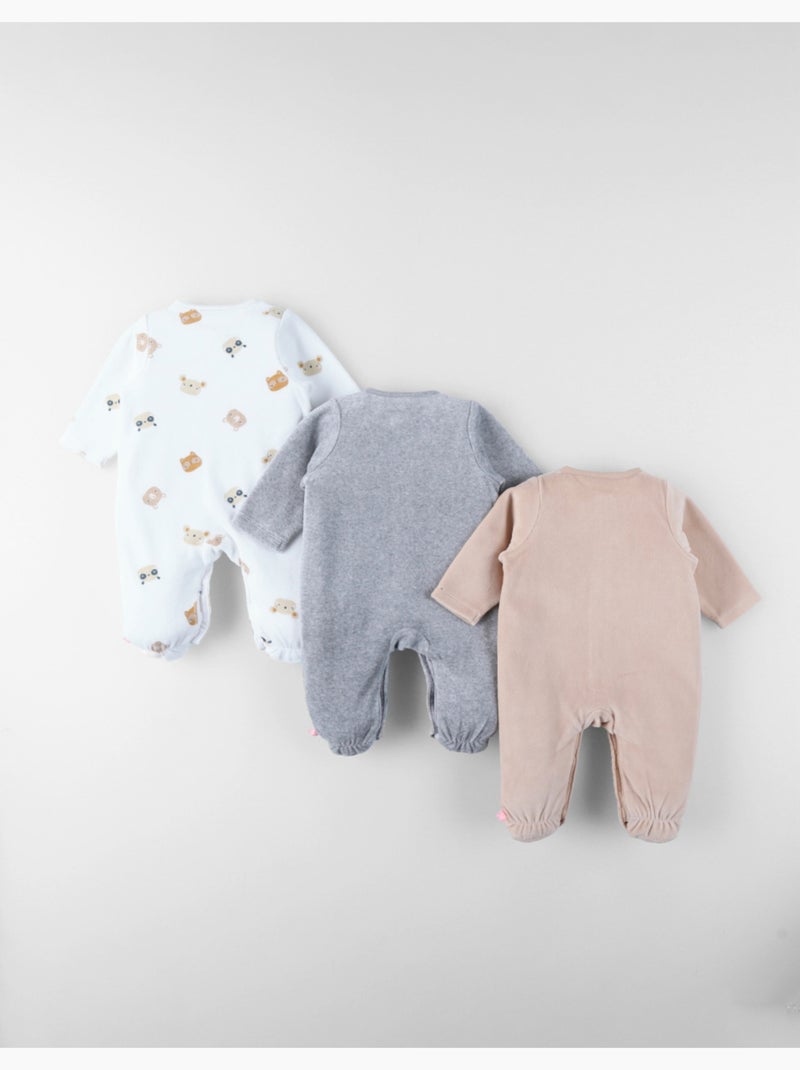 Lot de 3 Dors-bien en Velours Noukie's Ecru - Kiabi