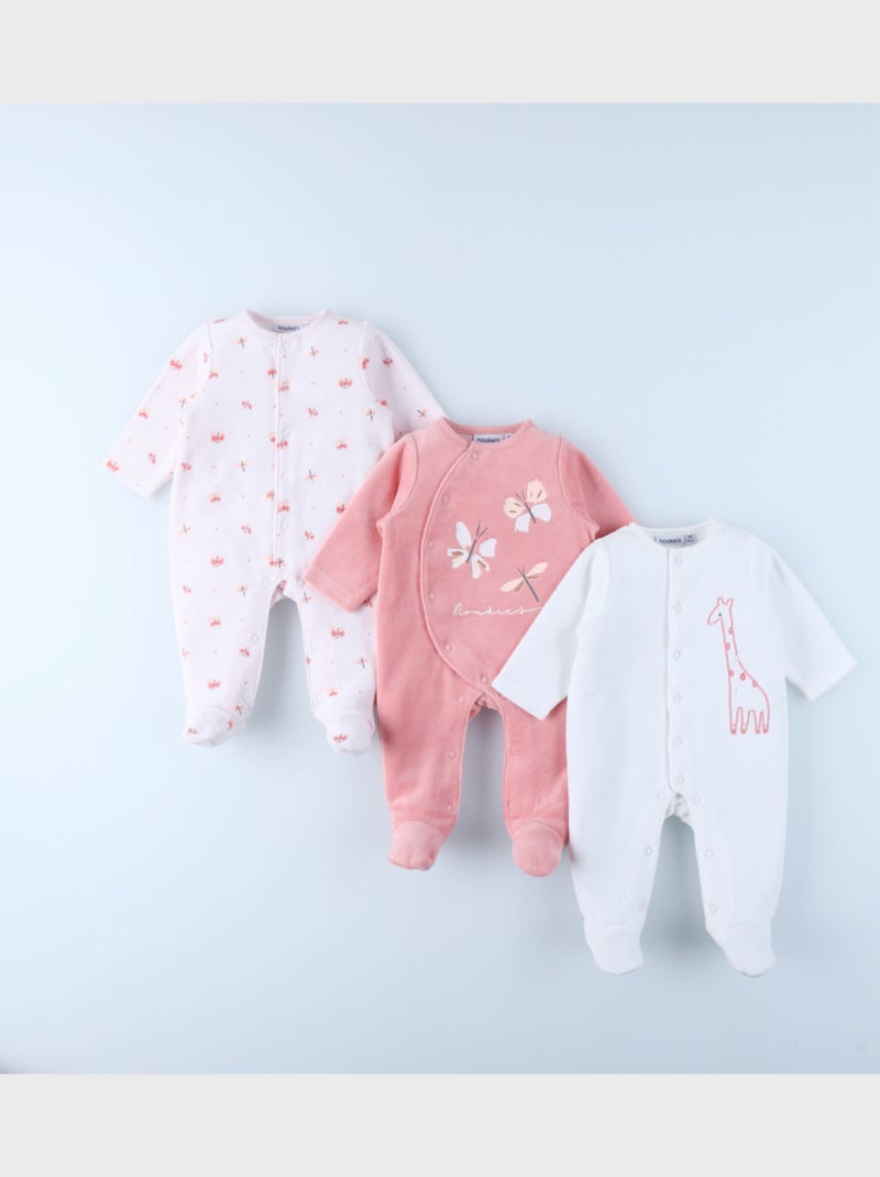 Lot de 3 Dors-bien en Velours Noukie's Rose - Kiabi
