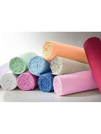 Lot de 3 draps housse - polycoton uni 57 fils/cm² - l22g - couleur aléatoire