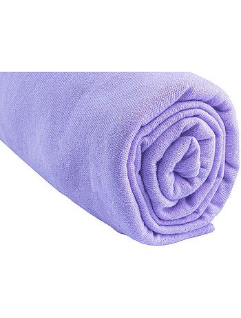 Lot de 3 draps housse jersey 100% coton - 60x120 cm - parme