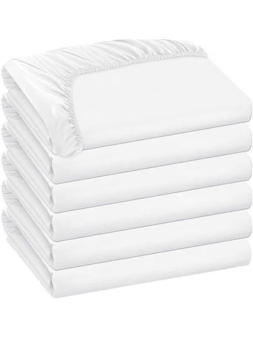 Lot de 3-draps housses blanc-180x200 cm - 100% coton - -bonnet 30 cm multicolore - Kiabi