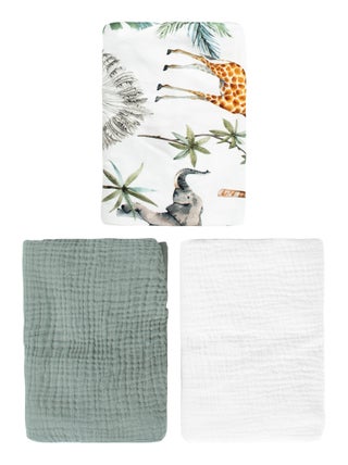 Lot de 3 Draps housses couffin en coton, Safari SEVIRA KIDS